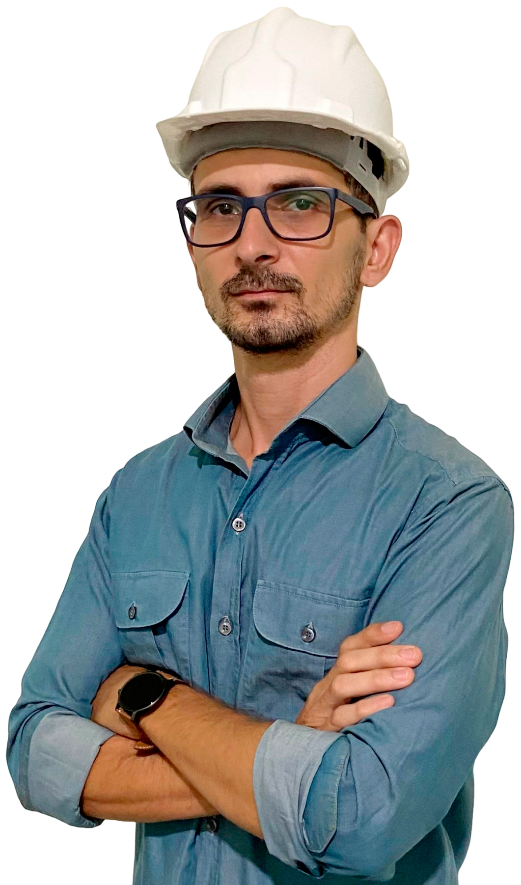 Engenheiro com capacete branco
